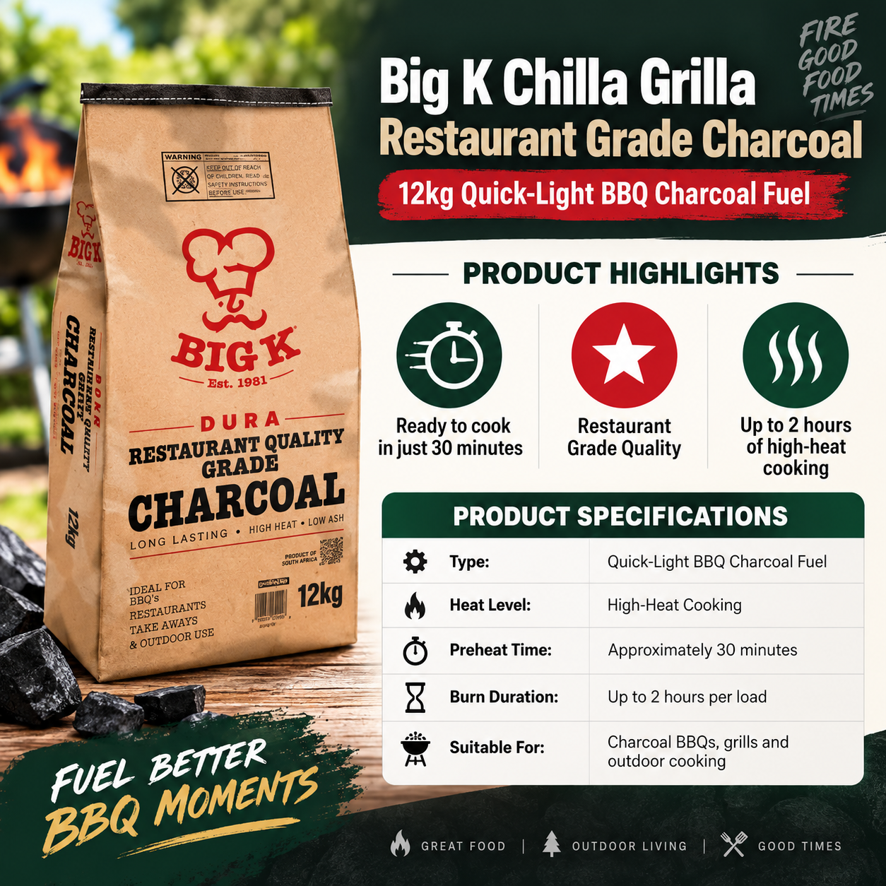 Big K Restaurant Grade Charcoal 12kg - Image 4