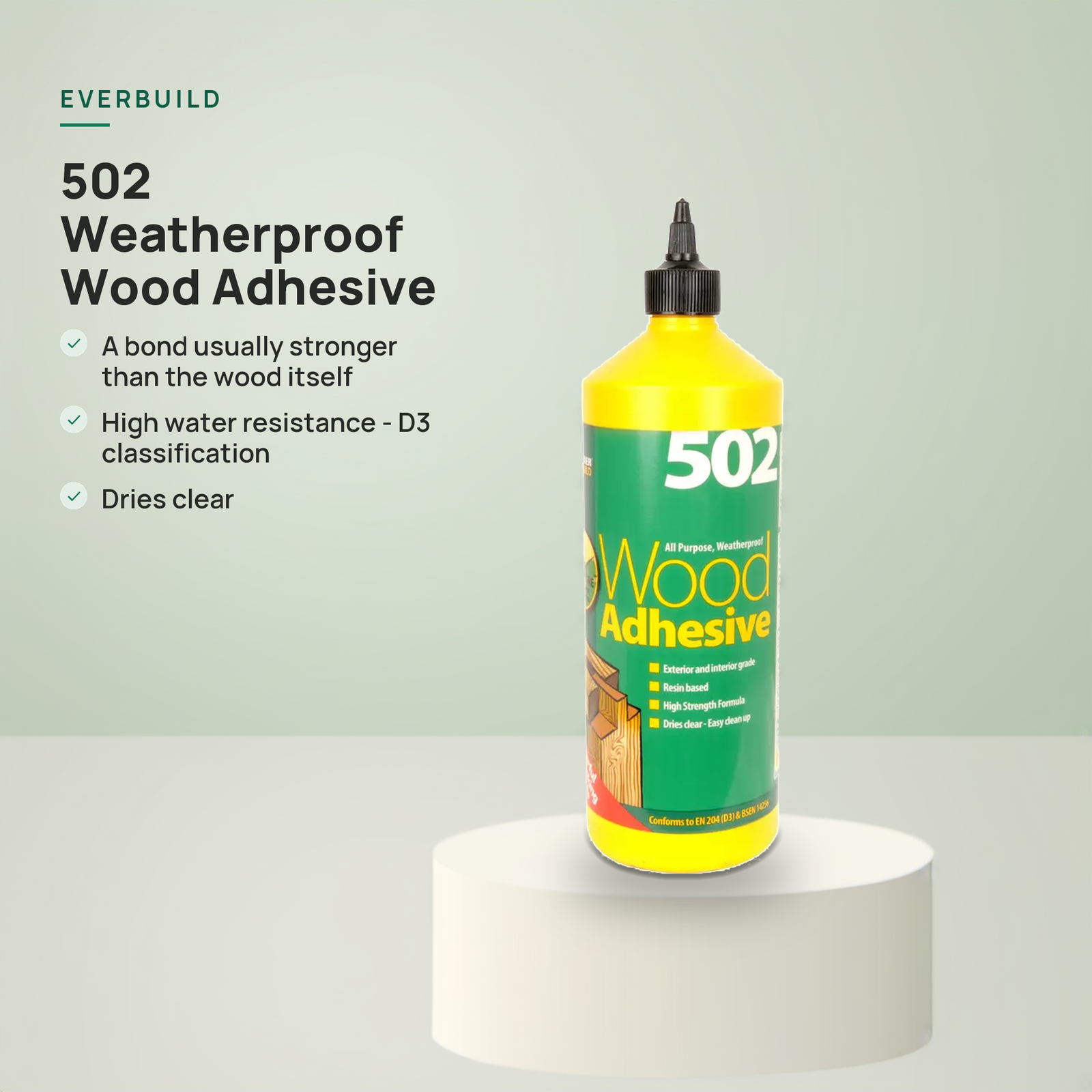 Everbuild Weatherproof Wood Adhesive 1 Litre - High Strength Wood Glue - Image 3