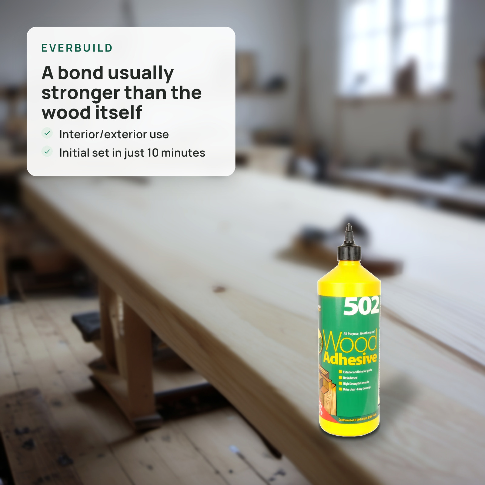 Everbuild Weatherproof Wood Adhesive 1 Litre - High Strength Wood Glue - Image 4