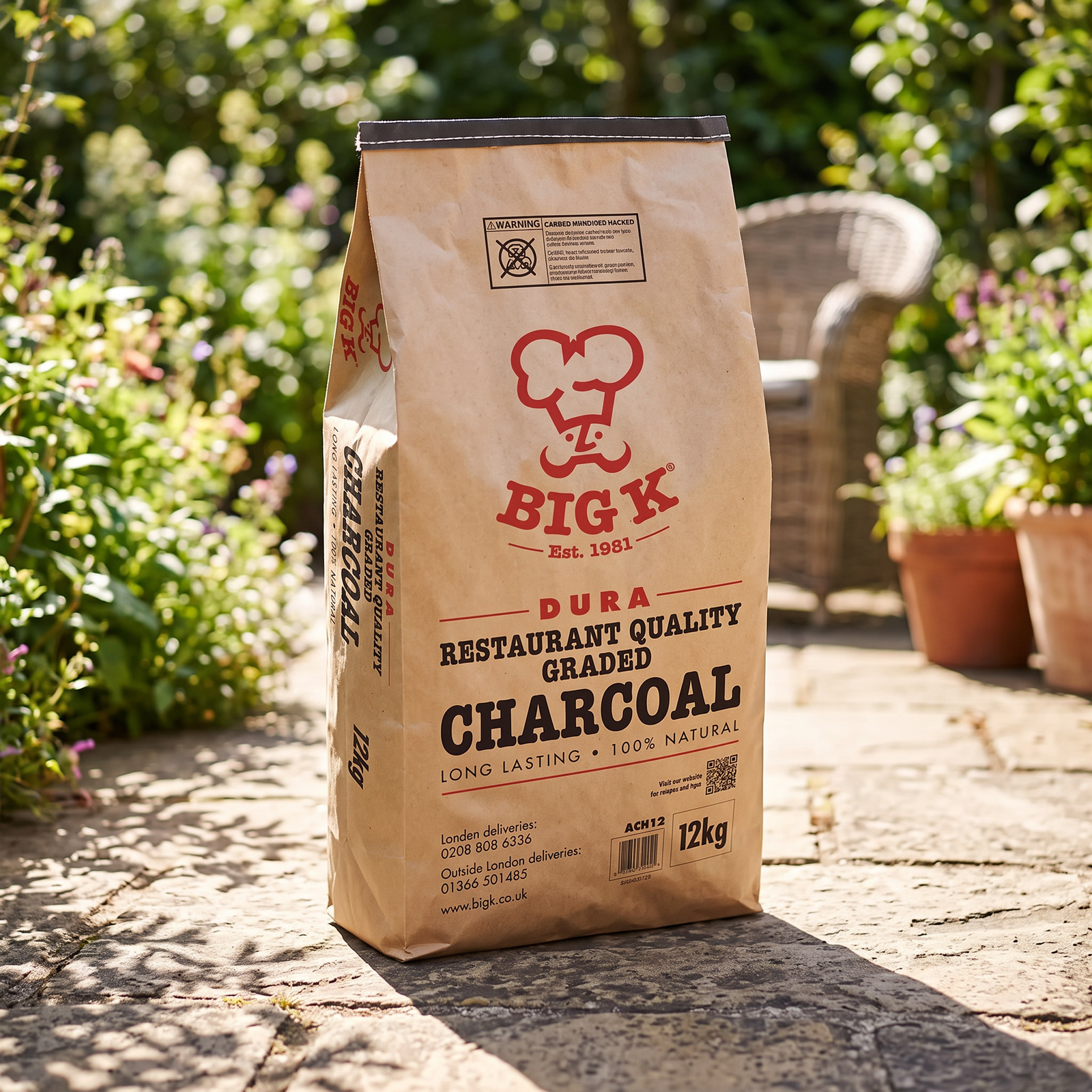 Big K Chilla Grilla Restaurant Grade Charcoal 12kg - Quick Light BBQ Fuel - Image 2
