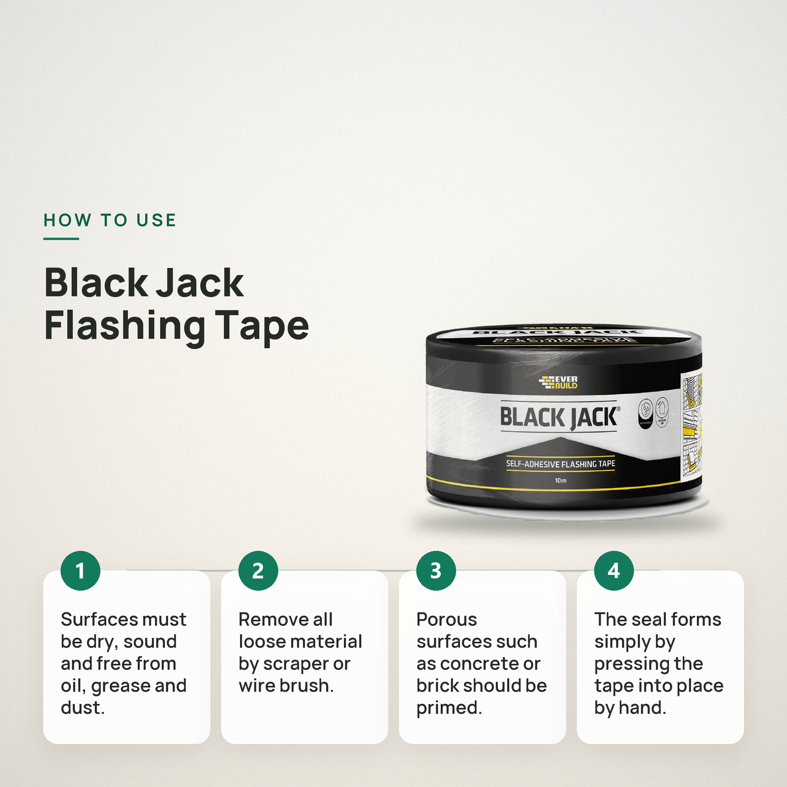 Black Jack Self-Adhesive Flashing Tape 75mm x 10m - Lead Effect - Image 4