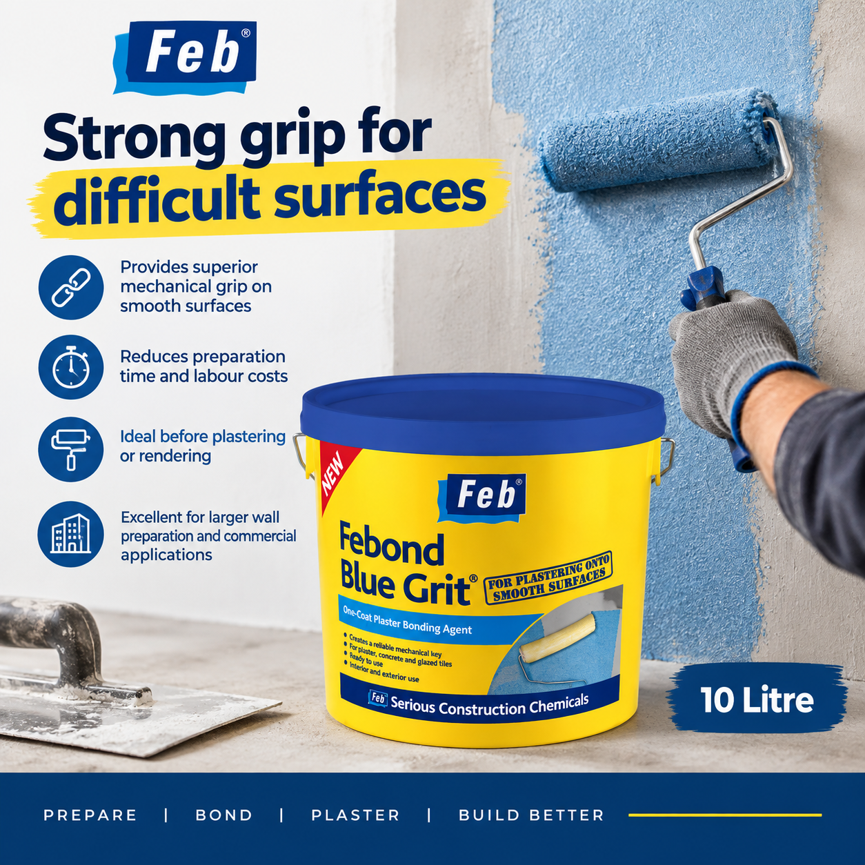 Febond Blue Grit Plaster Bonding Agent - 10 Litre - Image 3