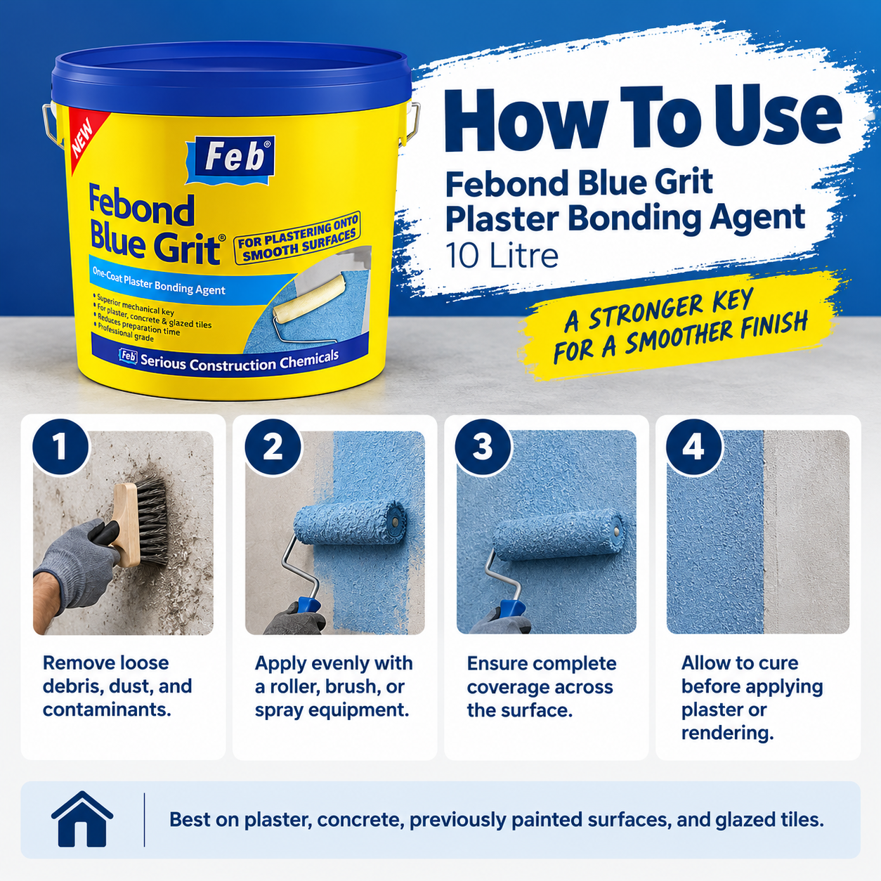 Febond Blue Grit Plaster Bonding Agent - 10 Litre - Image 4