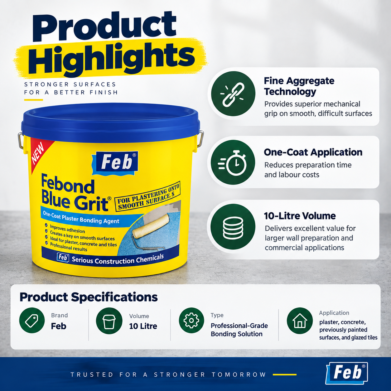 Febond Blue Grit Plaster Bonding Agent - 10 Litre - Image 5