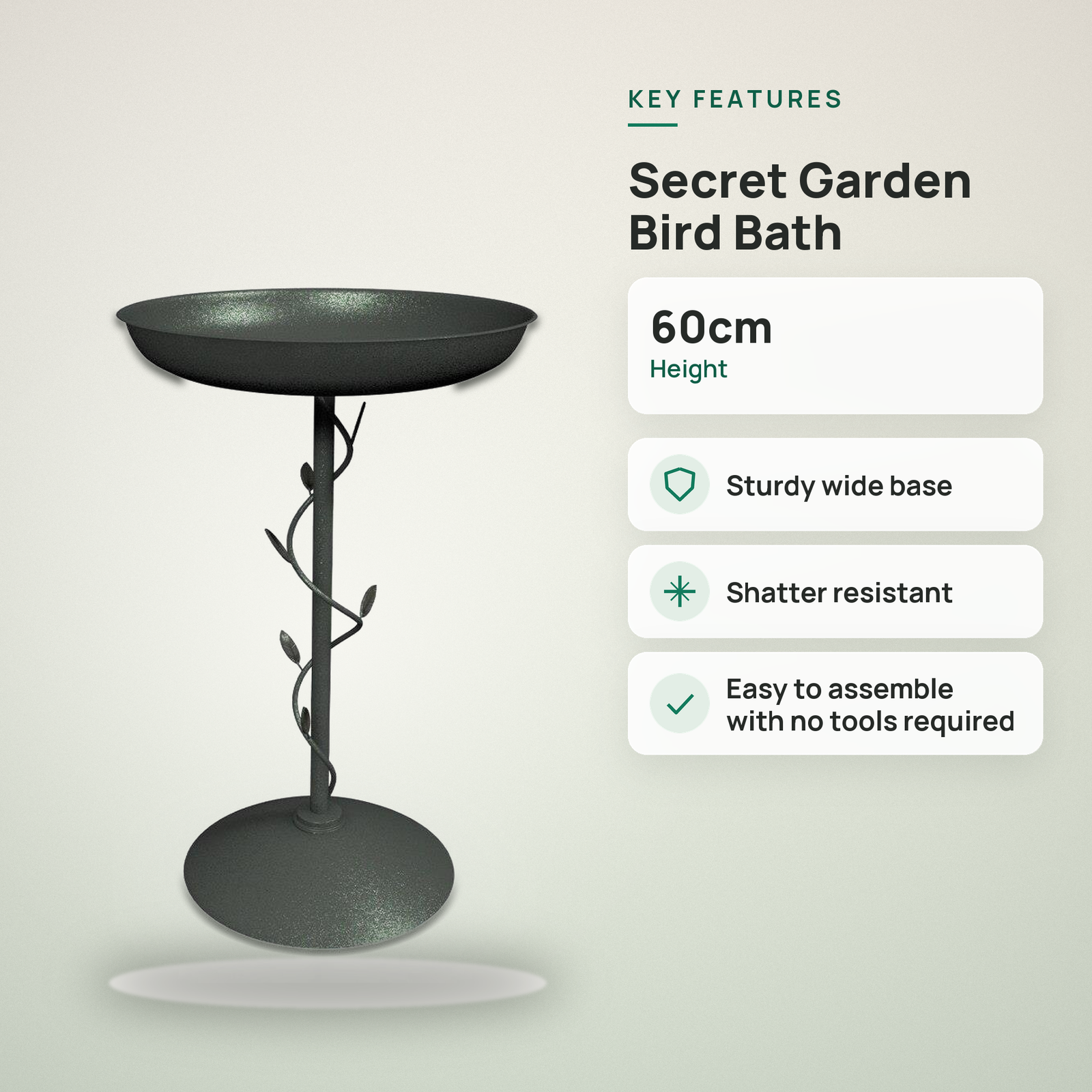 Peckish Secret Garden Decorative Antique Style Bird Bath - Image 2