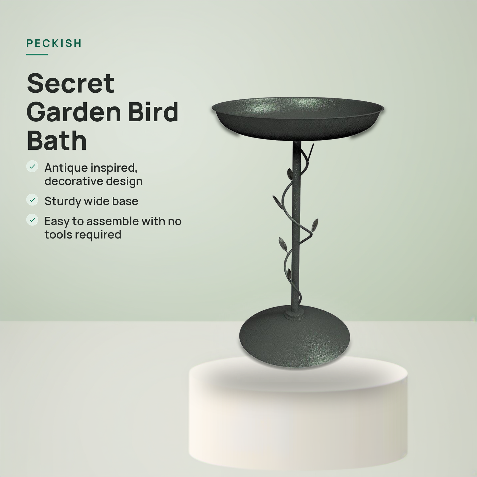 Peckish Secret Garden Decorative Antique Style Bird Bath - Image 5