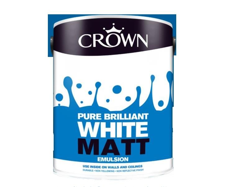 Crown Pure Brilliant White Matt Emulsion Paint 5 Litre