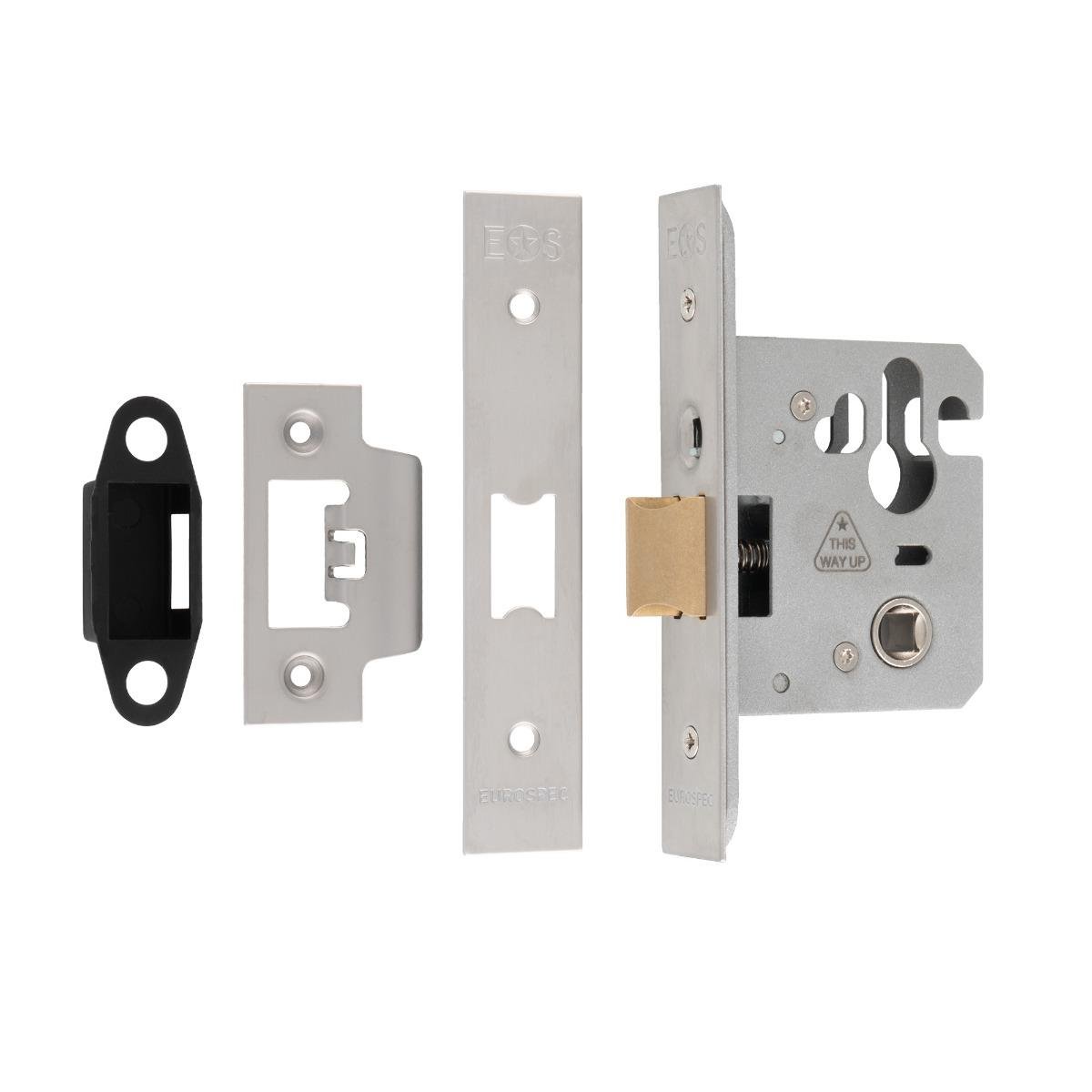 Eurospec 64mm Euro Cylinder Night Latch Case - Satin Stainless Steel