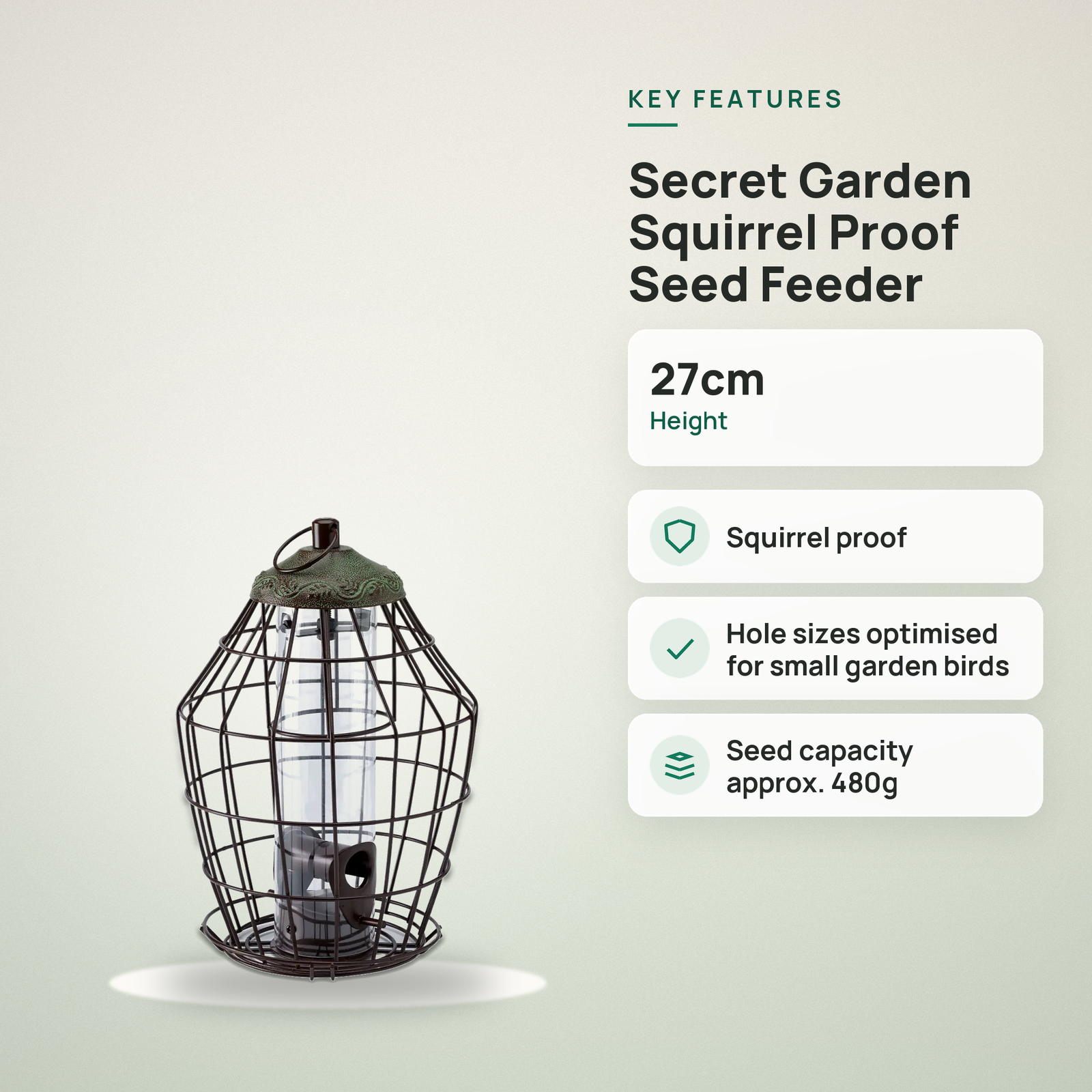 Peckish Secret Garden Squirrel Proof Seed Feeder - Image 4