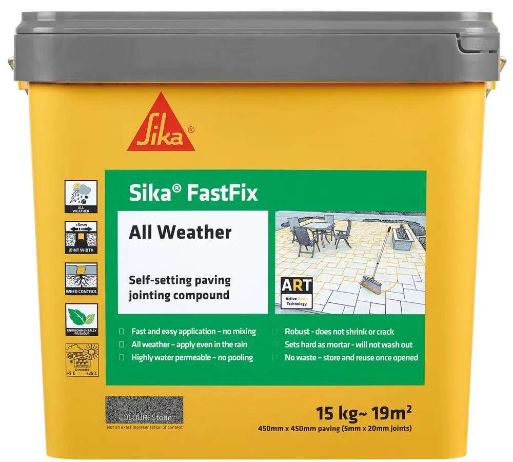 Sika FastFix All Weather Paving Jointing Compound - Stone - 15kg (Covers 19m²)