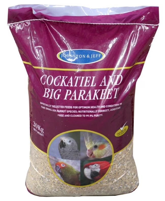 Johnston & Jeff Cockatiel and Large Parakeet Mix 20kg - Premium Nutrient-Rich Bird Seed