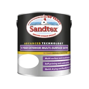 Sandtex 10 Year Exterior Multi-Surface Satin Brilliant White 750ml tin