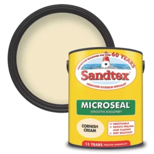 Sandtex Microseal Smooth Masonry Paint – Cornish Cream 2.5L.